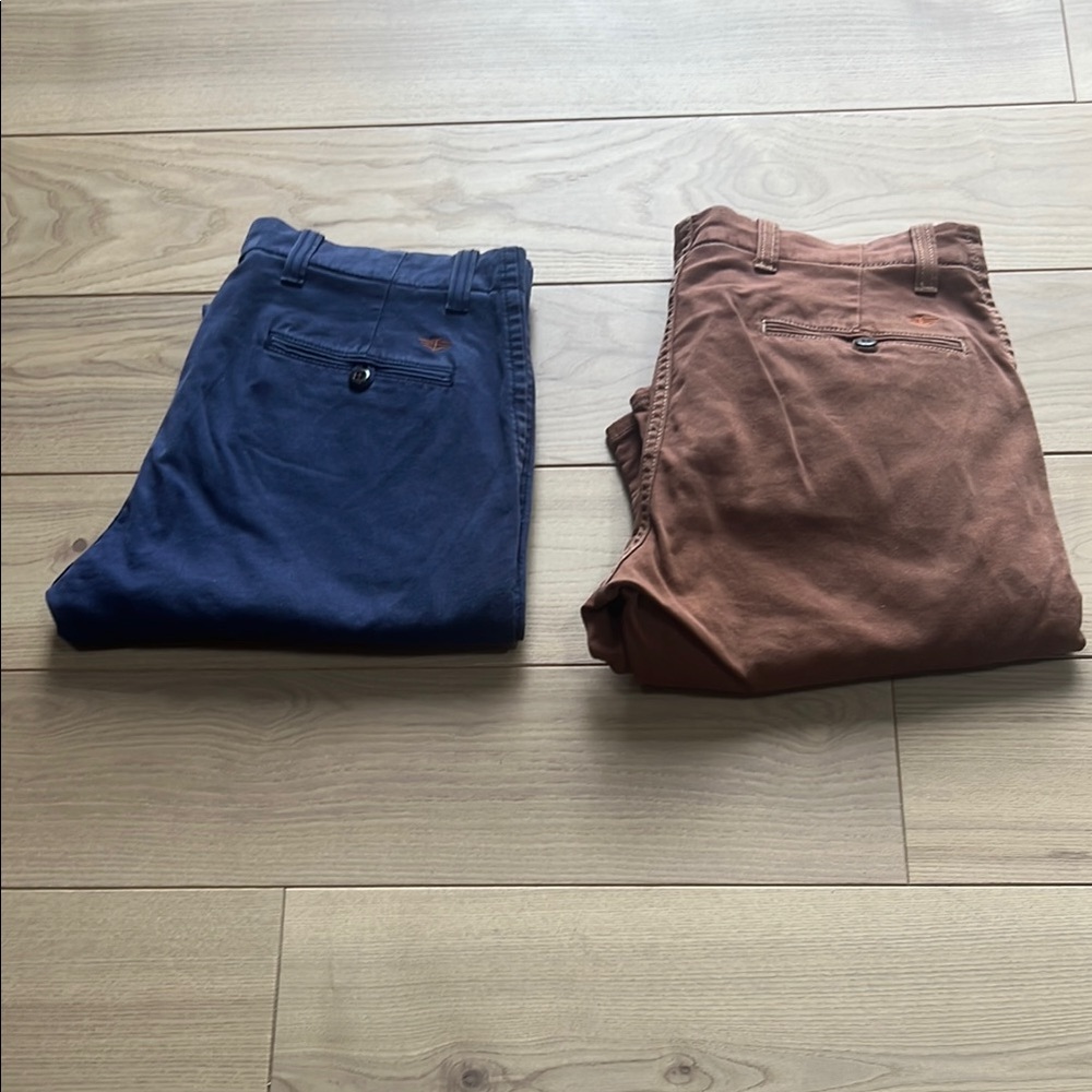 TWO Alpha Dockers Slim Tapered Fit in Blue and Brown Pants. Size 33x32